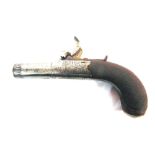 A PERCUSSION POCKET PISTOL, SHAW & CRANE, LONDON 19th century, with a 4.5cm (1 3/4 inch) rifled