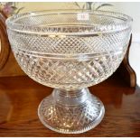 A LARGE GLASS PUNCH BOWL ON STAND