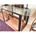 GLASS TOP SIDE TABLE ON BRONZED BASE