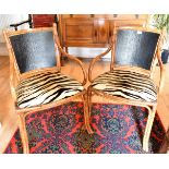 A PAIR OF BAMBOO FRAMED ARMCHAIRS