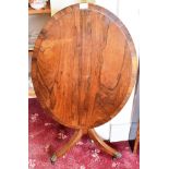 BRASS INLAID ROSEWOOD TILT TOP TRIPOD OCCASIONAL TABLE