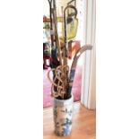 ORIENTAL STYLE STICK STAND, UMBRELLAS, WALKING STICKS, FISHING ROD ETC.