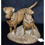 PRISCILLA HANN S.E.A (B. 1943) William and Grit, a bronze group of two dogs, signed and inscribed