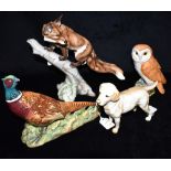 A BESWICK FIGURE OF A COCK PHEASANT No. 1225, length 25cm, another Beswick figure of a barn owl, no.