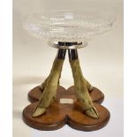 A DEVON AND SOMERSET STAGHOUNDS TABLE CENTRE the circular glass bowl with star cut base on a