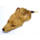 A FOX MASK with leather suspension strap and attached ivorine tag, Silverton Foxhounds, March 31st