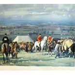 AFTER A.J. MUNNINGS A.R.A. The Belvoir Hunt Point to Point on Barrowby Hill, colour print, publ.