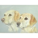 P.M.L. HEAD STUDIES OF TWO LABRADORS Pastel, signed with initials and dated 1994 lower right, 28cm x