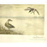 LEON DANCHIN (FRENCH, 1887-1939) a pair of Mallard at the Water's Edge, photolithograph, signed in