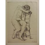 [PRINTS] Anthony 'Tony' Maxwell Ayrton (English, 1909-1943) Female nude seated, engraving, unsigned,