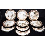 A SET OF SIX JAPANESE KUTANI PLATES each with finely painted scenes within a border painted with