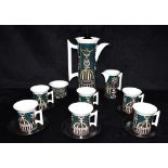 SUSAN WILLIAMS-ELLIS FOR PORTMERION POTTERY: a six setting 'Magic City' pattern coffee service,