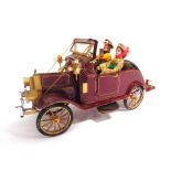 A SCRATCH-BUILT MODEL OF A VINTAGE MOTOR CAR of metal and wood construction, with an opening bonnet,