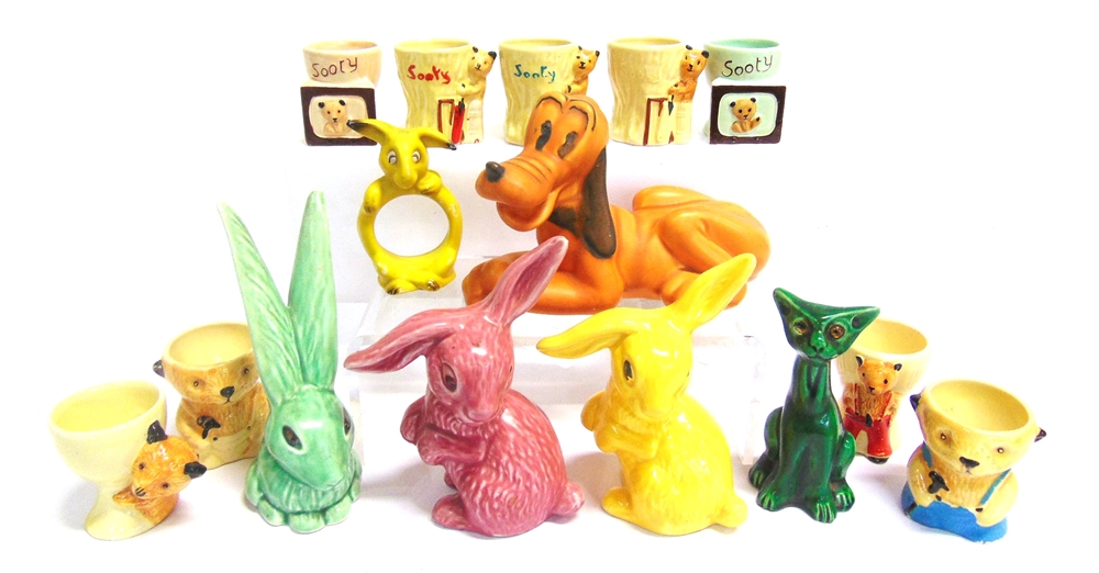 ASSORTED CERAMIC COLLECTABLES comprising a Sylvac long-eared hare, model 1298, green, with impressed