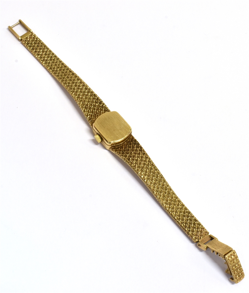 A LADIES VICTORIAN ROTARY 17 JEWELS WRISTWATCH the square yellow metal case fitted with an - Image 2 of 3