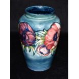 A MOORCROFT POTTERY 'ANEMONE' PATTERN VASE of baluster form, painted monogram and printed marks to