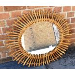A BAMBOO FRAMED OVAL WALL MIRROR 80cm x 65cm overall Condition Report : good condition, no damage