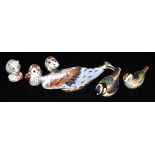 A GROUP OF ROYAL CROWN DERBY IMARI PAPERWEIGHTS comprising Blue Tit, Bank Vole, Firecrest, Owlet,