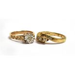 TWO 9CT GOLD DIAMOND RINGS Sizes L and P, total weight 5.85g