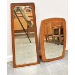 TWO TEAK FRAMED WALL MIRRORS 38cm x 61cm and 77cm x 35cm (max) Condition Report : both in good