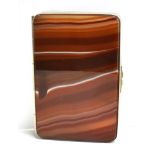 A WHITE METAL MOUNTED AGATE HINGED BOX 8cm x 5cm, 1.5cm deep Condition Report : good condition