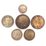 COINS - ASSORTED GREAT BRITAIN & OTHER SILVER COINAGE comprising a Victoria (1837-1901) crown,