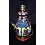 A MOORCROFT POTTERY 'VIOLET' PATTERN TABLE LAMP 23cm high excluding electrical fitting Condition