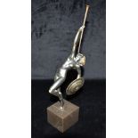 AN ART DECO PATINATED BRONZE FIGURE IN THE MANNER OF RAYMONDE GUERBE modelled as a nude of a