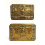 MILITARIA - TWO GREAT WAR PRINCESS MARY CHRISTMAS 1914 BRASS GIFT TINS (lacking contents).