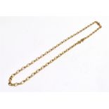 A MARKED 9CT GOLD BELCHER CHAIN 39cm long, 5g in weight