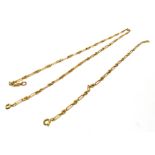 A MATCHING YELLOW METAL OPEN FLAT LINK CHAIN NECKLACE AND BRACELET Chain length 40cm, bracelet