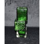 AN ART GLASS VASE IN THE MANNER OF WHITEFRIARS 'DRUNKEN BRICKLAYER' in meadow green colourway,