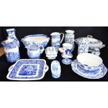 A COLLECTION OF BLUE AND WHITE CERAMICS including Copeland Spode 'Italian' pattern, Laura Ashley,