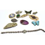 A CASED COLLECTION OF VINTAGE JEWELLERY To include a stamped 15ct seed pearl pendant piece (weight