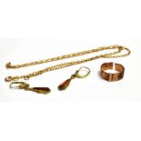 A COLLECTION OF JEWELLERY comprising a marked 375 chain link necklace (broken clasp), weight 3.