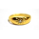 AN OLD CUT DIAMOND STAR SET RING the old cut diamond measuring 0.2cm in diameter, set in an unmarked