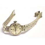 A LADIES TISSOT 9CT WHITE GOLD BRACELET STRAP WATCH clasp marked London 9.375, maker FHL&P, weight