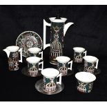 SUSAN WILLIAMS-ELLIS FOR PORTMEIRION: a six setting 'Magic City' coffee service, the coffee pot 30.