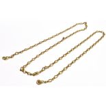 A MARKED 375 YELLOW METAL FANCY LINK CHAIN Length 76 cm, weight 15.2g