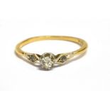 AN 18CT GOLD PLATINUM AND DIAMOND VINTAGE DRESS RING the thin band shank stamped 18ct PLAT, ring