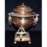 A VICTORIAN COPPER AND BRASS SAMOVAR with griffon handles, 42cm high Condition Report : signs of