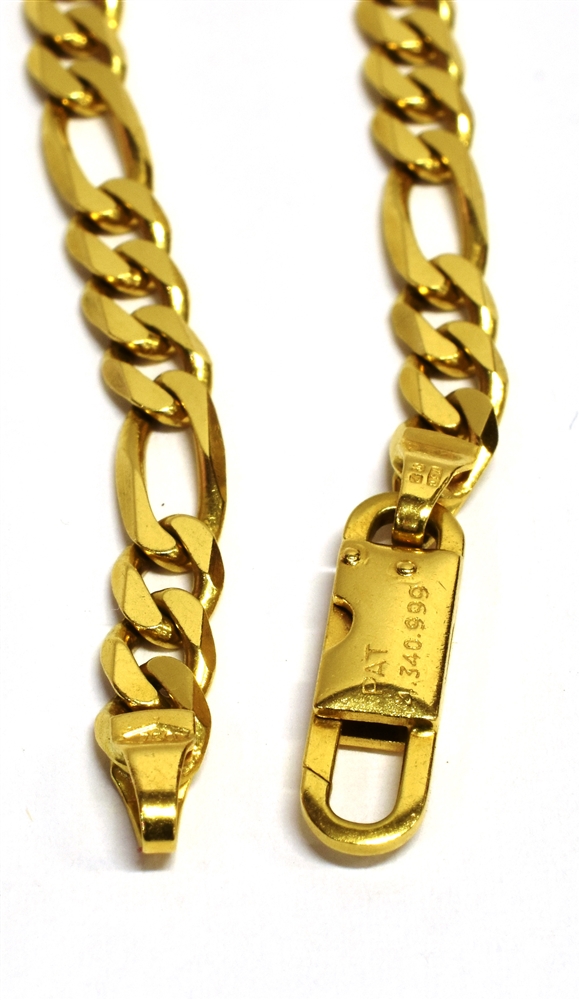 A STAMPED 750 YELLOW METAL FIGARO CHAIN NECKLACE length 47.5cm, weight 19.7grams Condition - Image 4 of 6