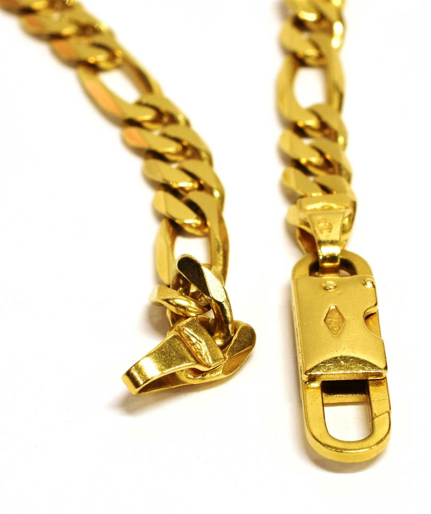 A STAMPED 750 YELLOW METAL FIGARO CHAIN NECKLACE length 47.5cm, weight 19.7grams Condition - Image 5 of 6