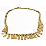 A YELLOW METAL COLLAR NECKLACE the necklace with push clasp marked 375, length 38cm, weight 20.