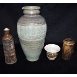 RAY MARSHALL (1913-1986) STUDIO POTTERY: four stoneware vases, the largest baluster shaped example
