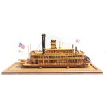 A 1/80 SCALE CONSTRUCTO KIT-BUILT MODEL OF THE MISSISSIPPI PADDLE WHEEL STEAMBOAT 'RIVER QUEEN' of