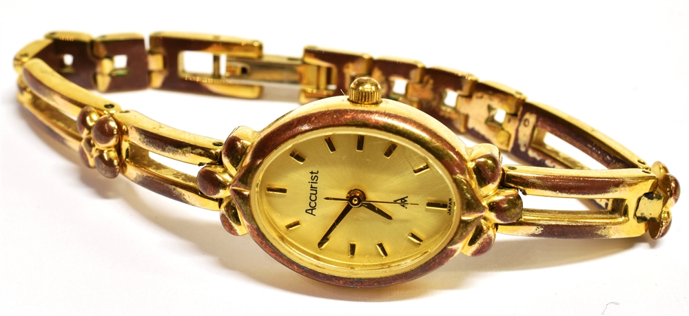 A VINTAGE GILT LADIES ACCURIST WRISTWATCH Condition Report : currently not working Condition reports