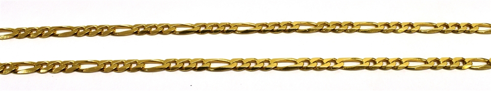 A STAMPED 750 YELLOW METAL FIGARO CHAIN NECKLACE length 47.5cm, weight 19.7grams Condition - Image 2 of 6