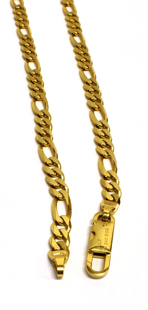 A STAMPED 750 YELLOW METAL FIGARO CHAIN NECKLACE length 47.5cm, weight 19.7grams Condition - Image 3 of 6