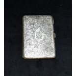 A LATE VICTORIAN SILVER PURSE/CARD CASE the purse with an all over engraved scroll pattern,